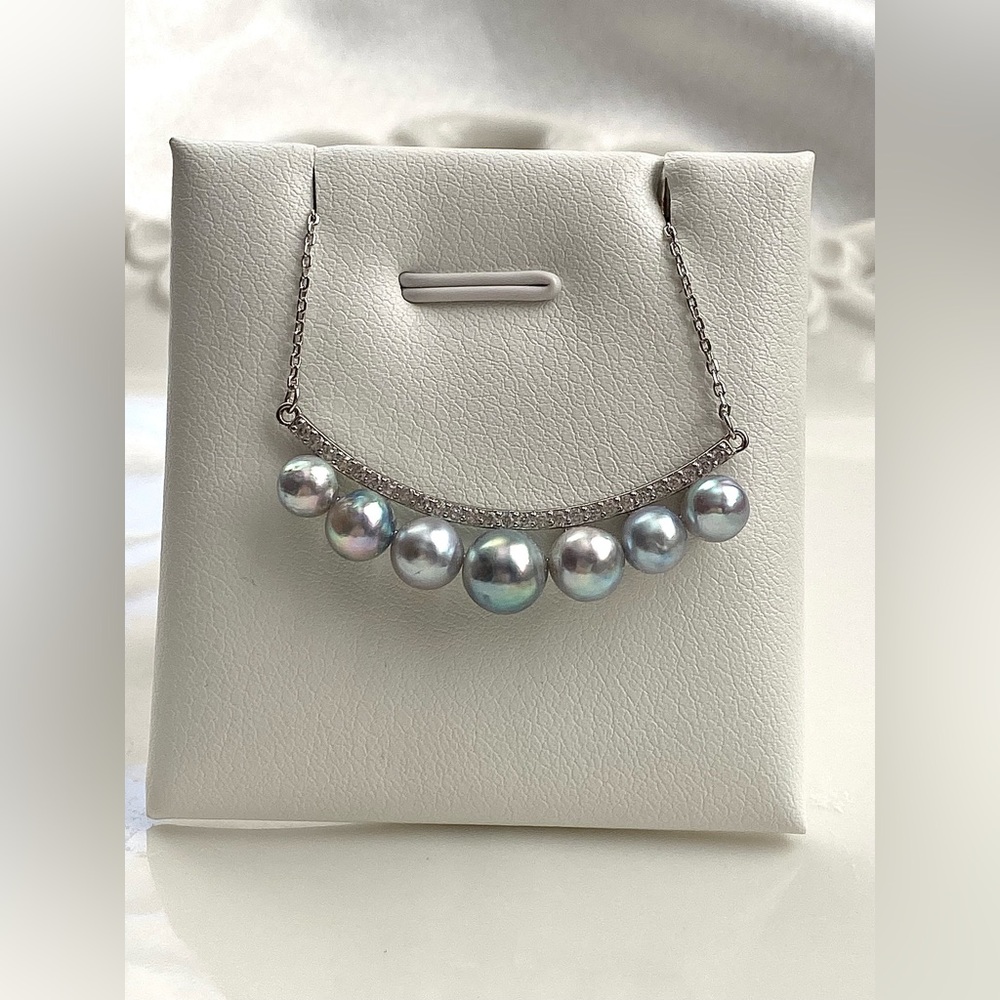 N253-High Quality s925 Akoya Sea Pearl Smile Necklace - Picture 5 of 7